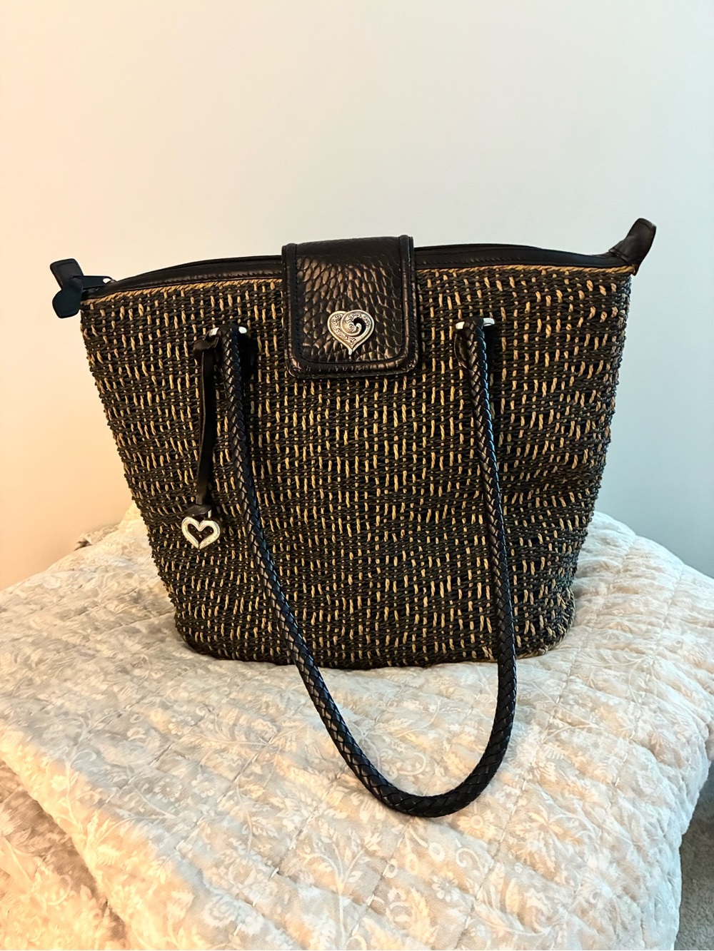 Brighton 🖤 Woven Large Tote 💛LIKE NEW🖤